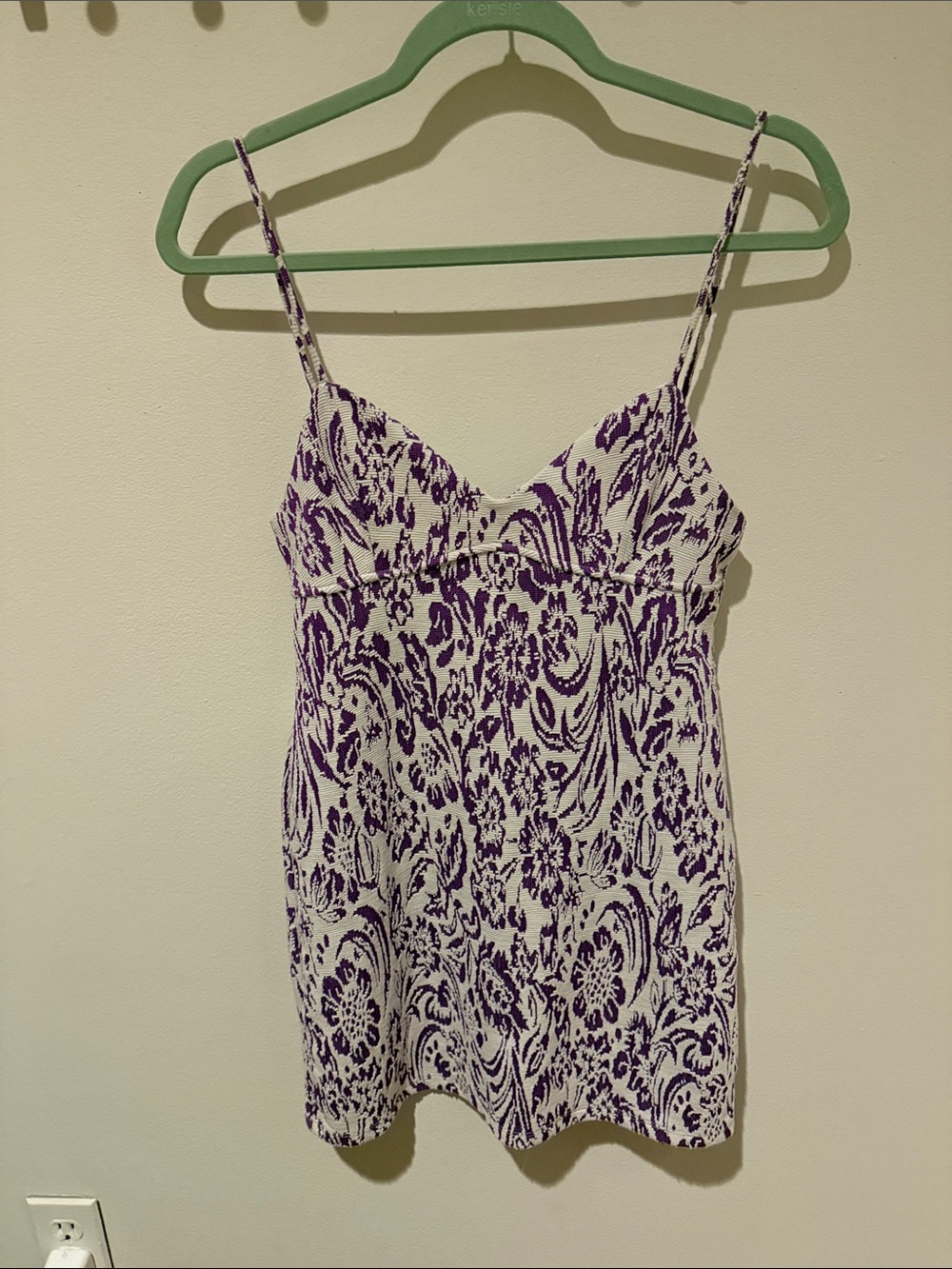 Zara White Mini Dress with Purple Paisley Print